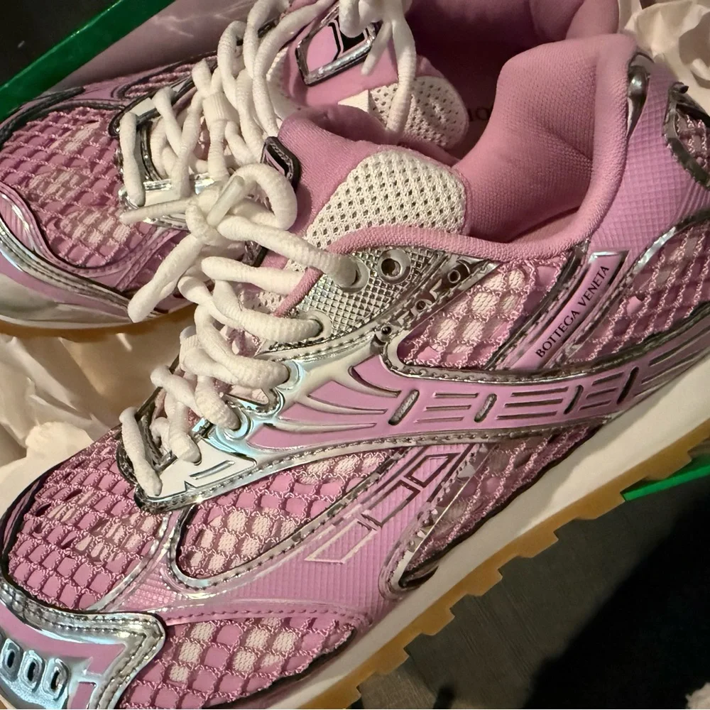 Bottega Veneta Pink and White Orbit Sneakers - Picture 9 of 15